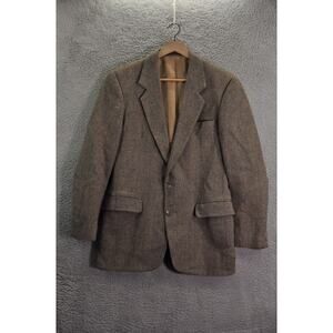 Gallery By Haggar Blazer Men's 19x30 Sport Coat Brown Wool Jacket Herringbone